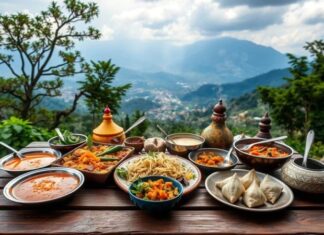 Nepal, Himalayaların eteklerinde yer alan ve zengin kültürel çeşitliliğe sahip bir ülkedir. Bu konum, Nepal mutfağının hem Asya hem de Tibet etkilerini bir araya getirmesine olanak tanımıştır. Pirinç ve baklagillerin temel besin maddesi olduğu bu mutfakta, baharatların ustaca kullanımı yemeklerin karakterini belirler. Nepal yemekleri, hem lezzet hem de görsellik açısından öne çıkarak kültürel bir deneyim sunar. Konulu bir haber görseli.